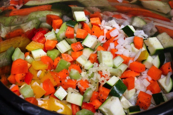 Soup ingredients in the instapot