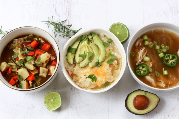 Healthy homemade single serving bone broth soups