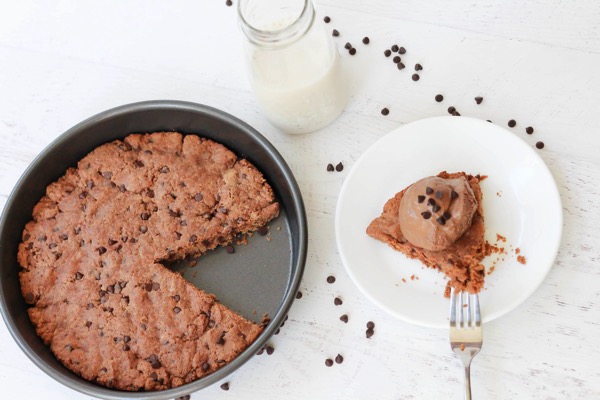 Gluten free protein cookie cake with ice cream