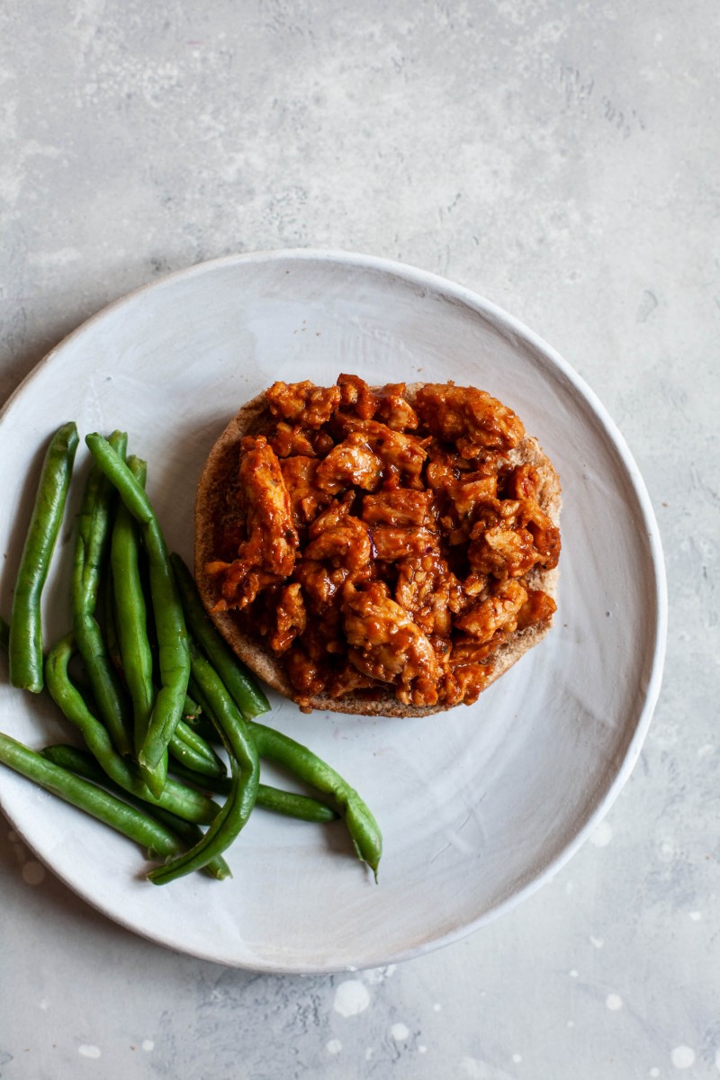 BBQ Soy Curl & Cabbage Apple Slaw Sandwiches | The Full Helping