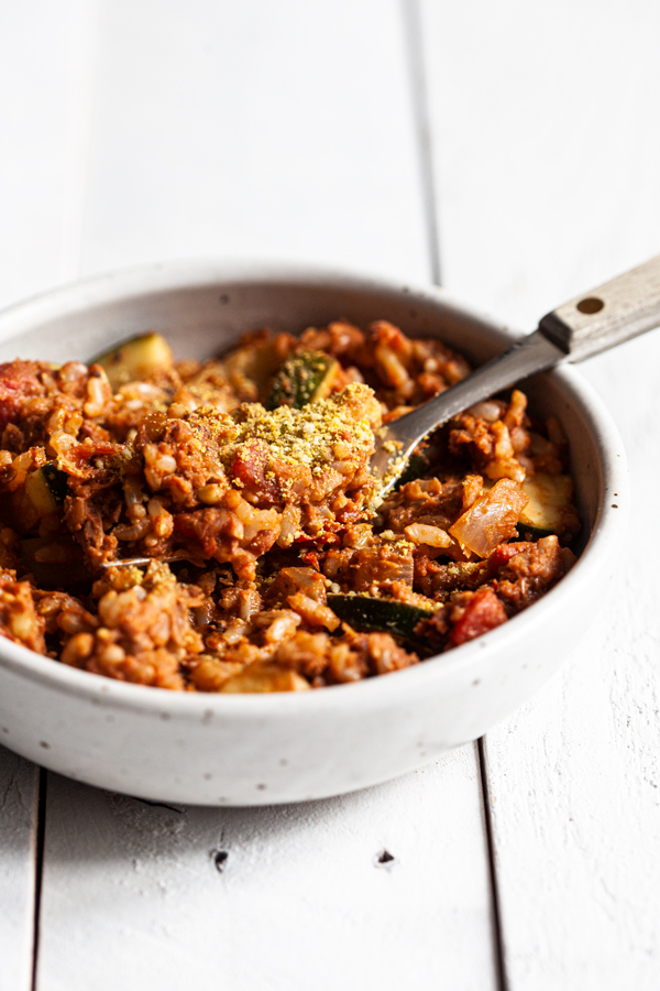 One Skillet Spiced Lentil Walnut Rice | The Full Helping