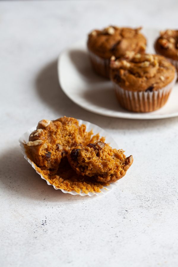 Vegan Pumpkin Cranberry Walnut Muffins | The Full Helping