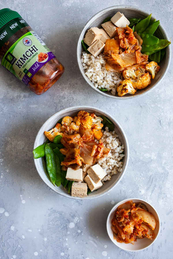 Chili Roasted Cauliflower, Brown Rice & Kimchi Bowls | The Full Helping