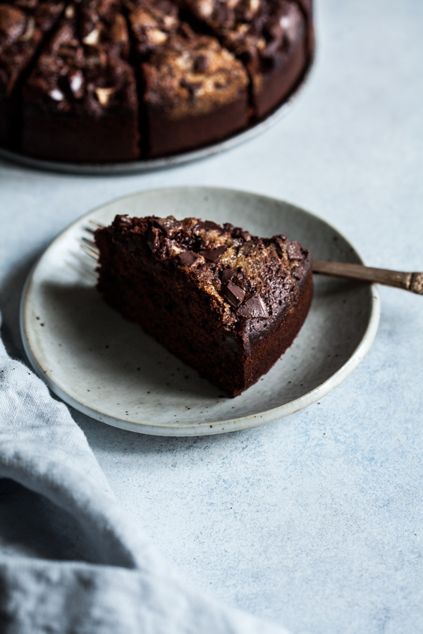 Vegan Dark Chocolate Pear Cake | The Full Helping