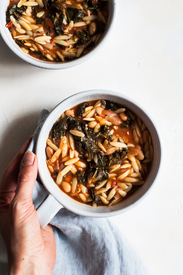 Tomato Orzo Soup with Kale | The Full Helping