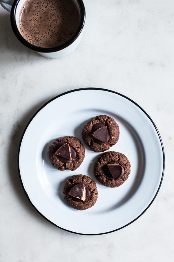 Salted Chocolate Peanut Butter Cup Thumbprints | The Full Helping