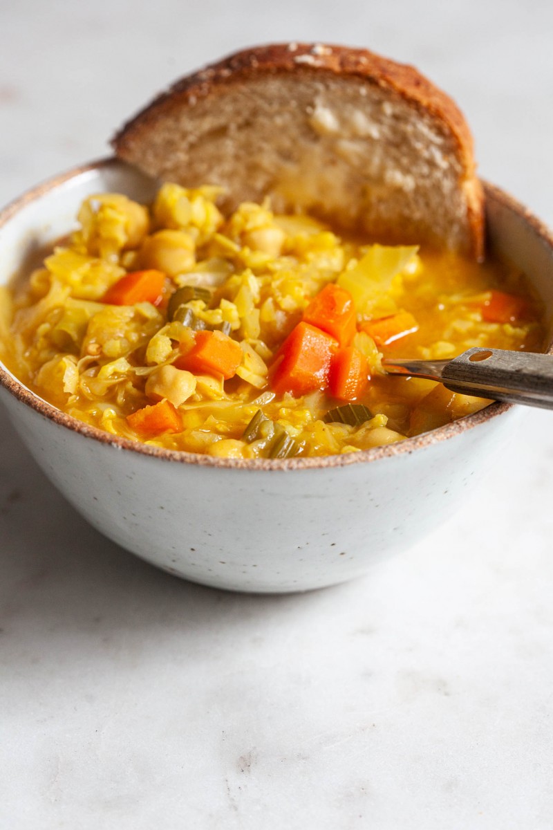 Spicy Cabbage Chickpea Soup | The Full Helping